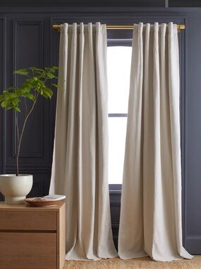 Quince Cotton Slub Room Darkening Curtain Panels set of 2 in Natural